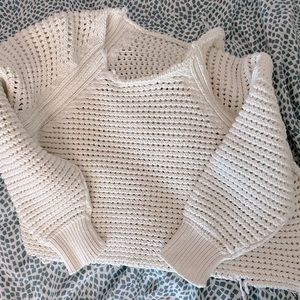 White Coastal Cropped Sweater